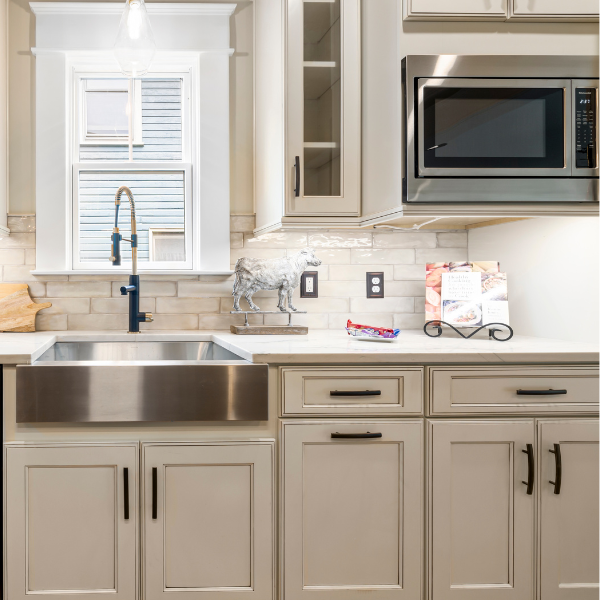 Remodeled kitchen with tile and glass